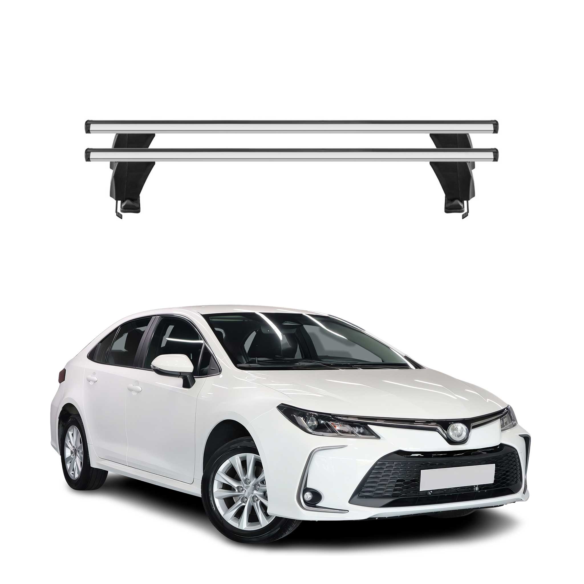 Menabo Barres de toit Transversales pour Toyota Corolla Berline 2019-2025 Gris