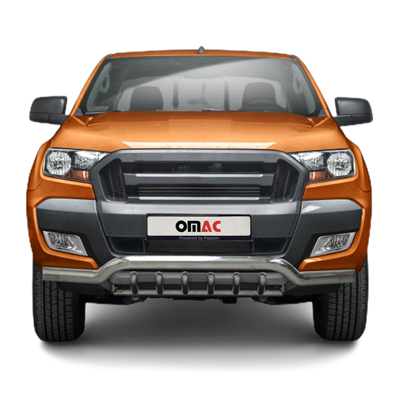 Pare-Buffle Avant Pour Ford Ranger 2015-2022 en Acier Inoxydable Argent