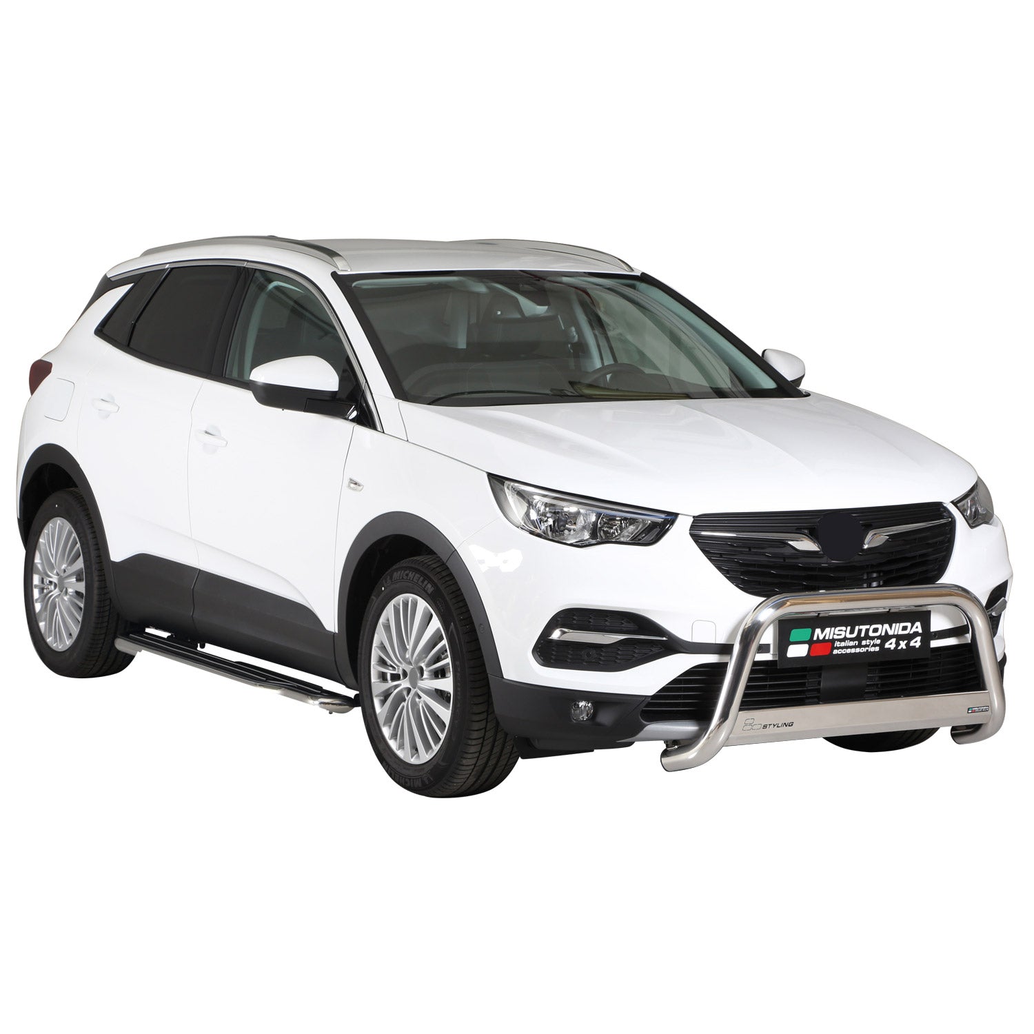 Pare-buffle Avant pour Opel Grandland X 2017-2024 63mm en Acier Inoxy Argent