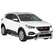 Pare-buffle Avant pour Opel Grandland X 2017-2024 63mm en Acier Inoxy Argent