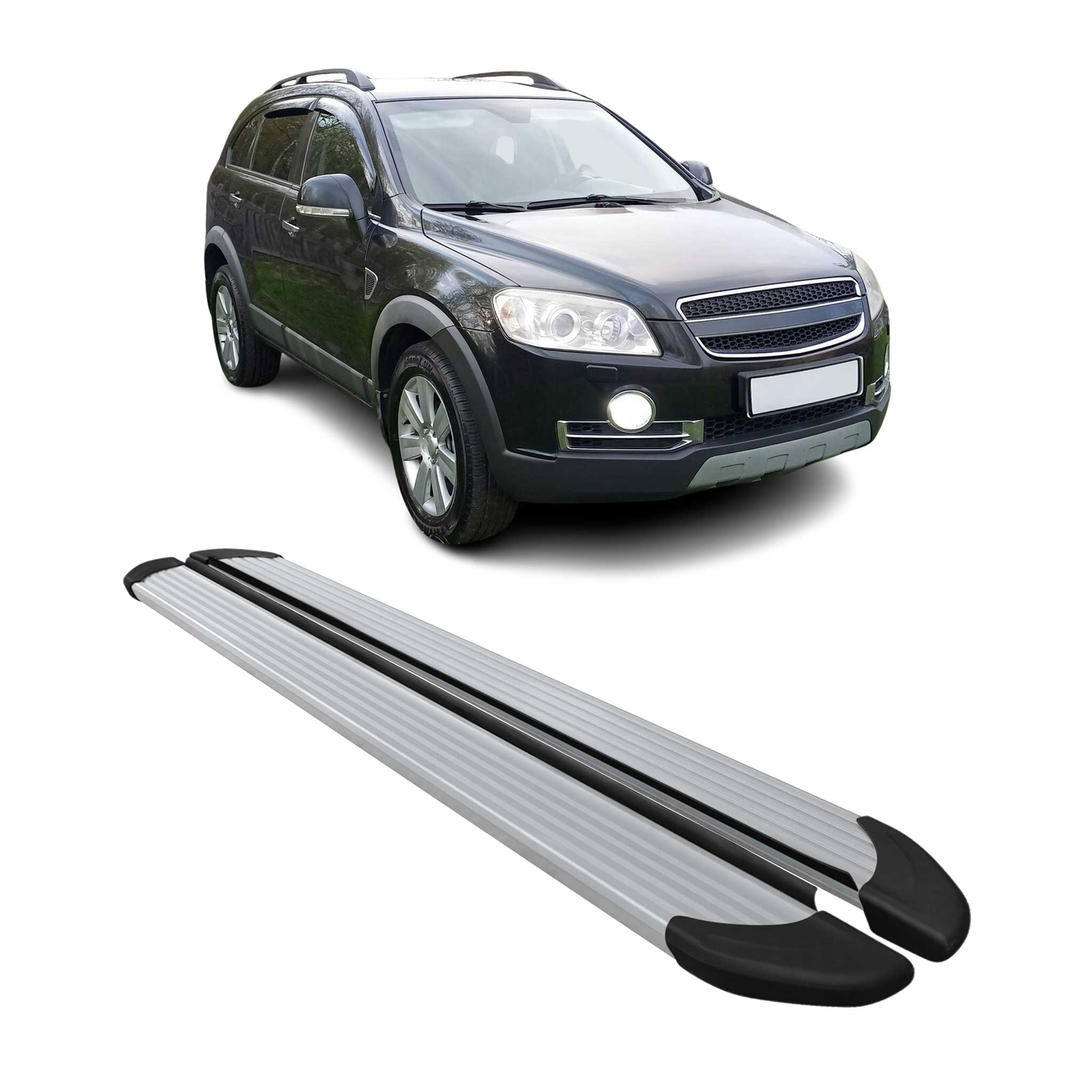 Marchepieds Latéraux pour Chevrolet Captiva 2006-2016 Aluminium Argent 2Pcs