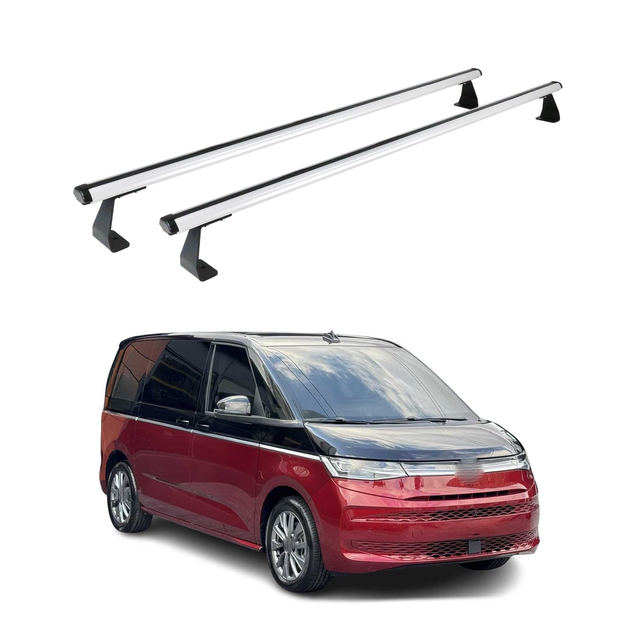 Barres de toit transversales pour VW T7 Multivan 2021-2026 Aluminium Argent 2Pcs