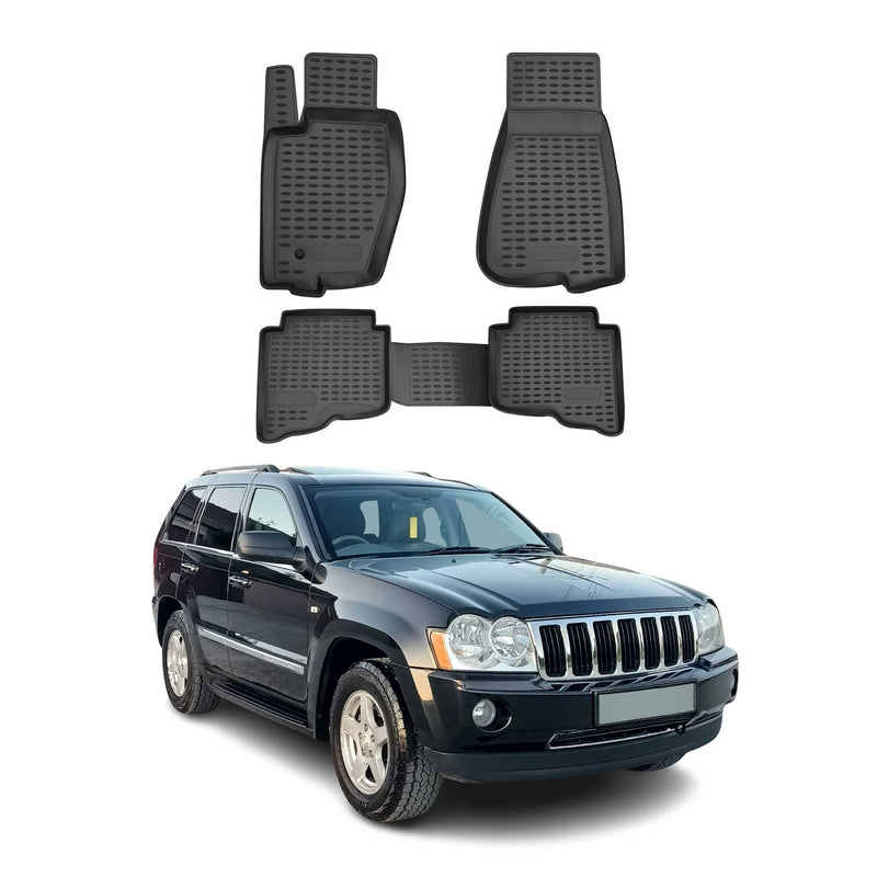 Tapis de sol pour Jeep Grand Cherokee 2005-2010 en caoutchouc TPE 3D Noir 3Pcs