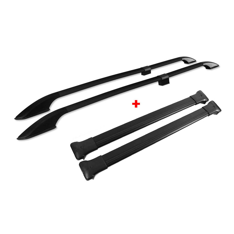 Kit Barres de toit pour VW Caddy 3 2003-2015 L2 Empattement Long Alu Noir 4x