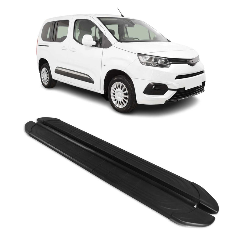 Marchepieds Latéraux pour Toyota Proace City 2019-25 Monospace Alu Noir L1 Court