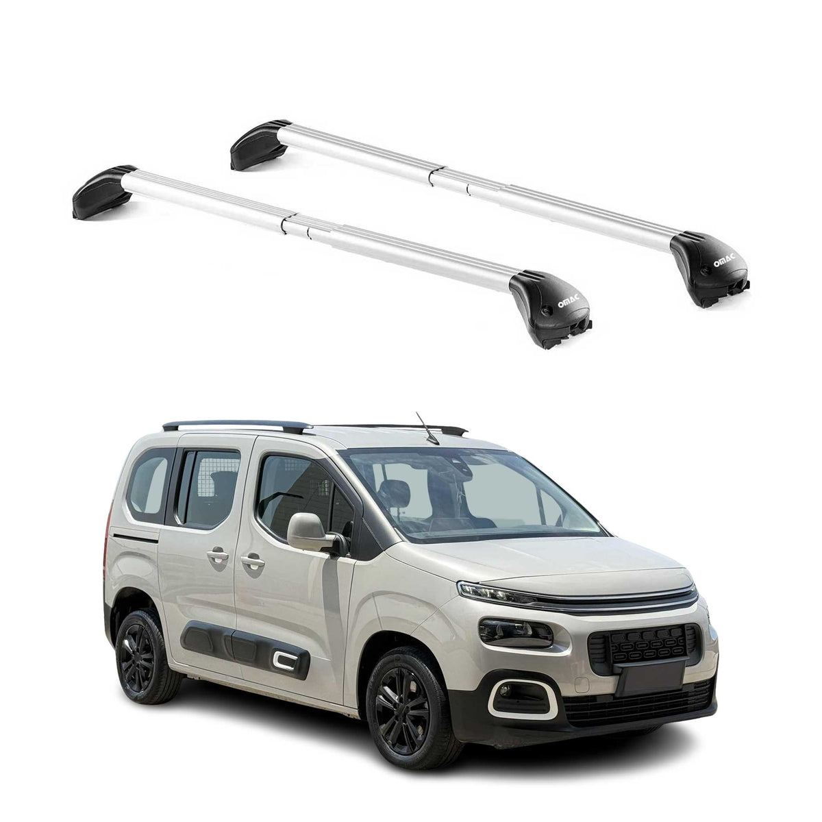 Barres de toit pour Citroen Berlingo II III 2008-2026 Gris Argenté 2 pièces ABE
