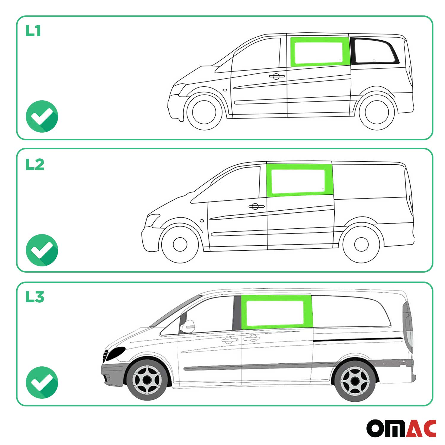 Fixe Vitre de Porte pour Mercedes Vito W639 2003-2014 L1 L2 L3 Avant Gauche