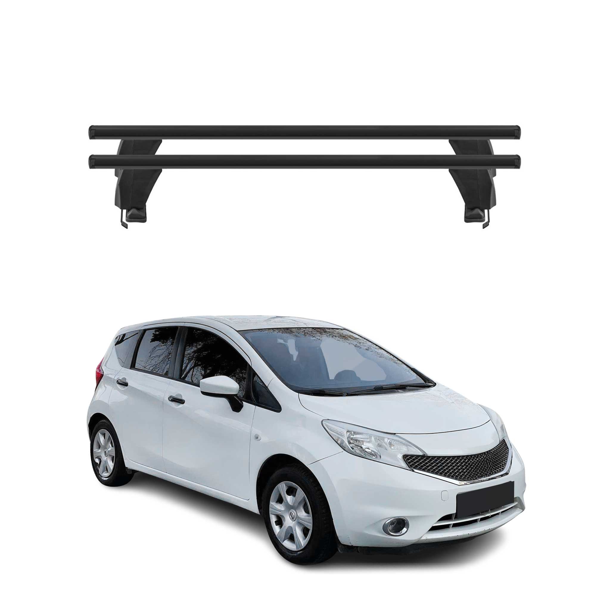 Menabo Barres de toit Transversales pour Nissan Note 2013-2020 Alu Noir 2x ABE