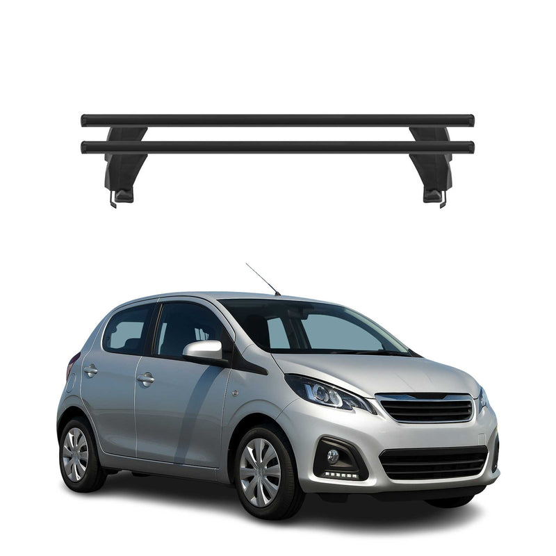 Menabo Barres de toit Transversales pour Peugeot 108 2014-2025 Alu Noir 2x ABE