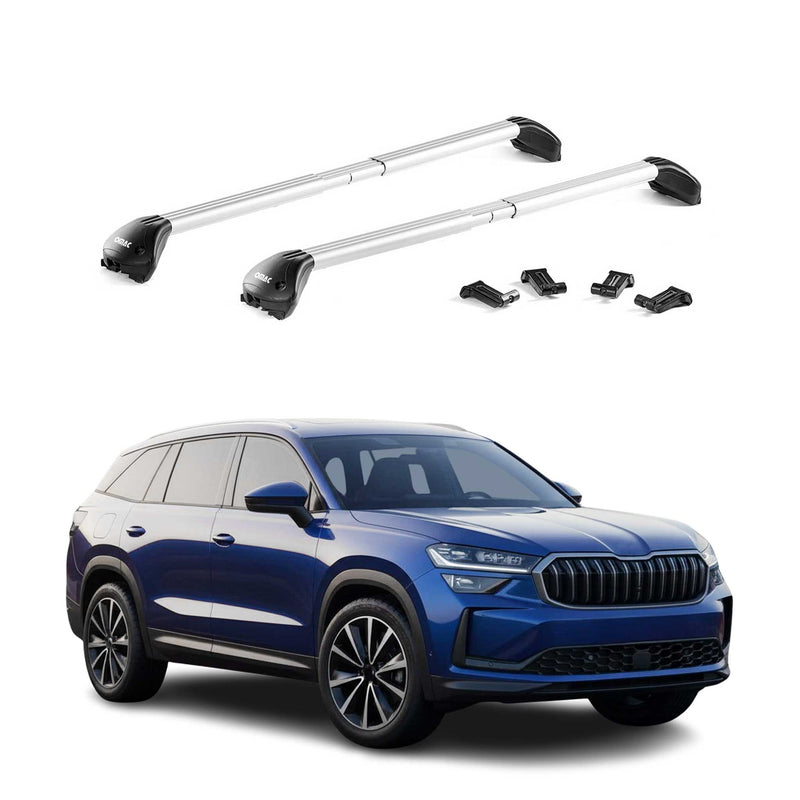 Barres de toit transversales pour Skoda Kodiaq 2017-2025 Alu Gris 2Pcs ABE