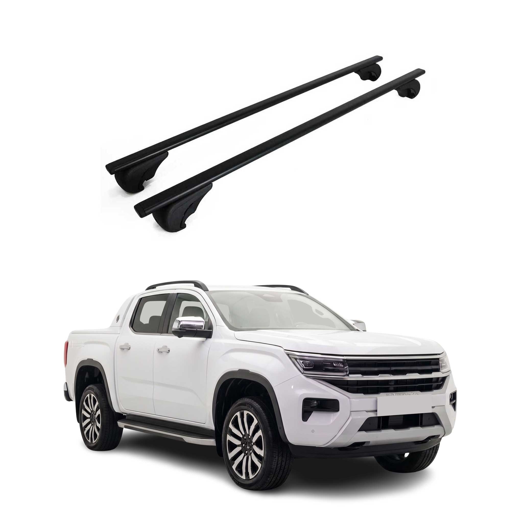 Barres de toit Transversales pour VW Amarok II 2023-2026 Fer Noir 2Pcs