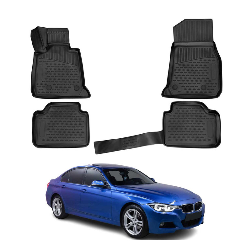 OMAC 3D Tapis de sol pour BMW Série 3 F30 F31 / Série 4 F32 F36 2012-2021 Noir