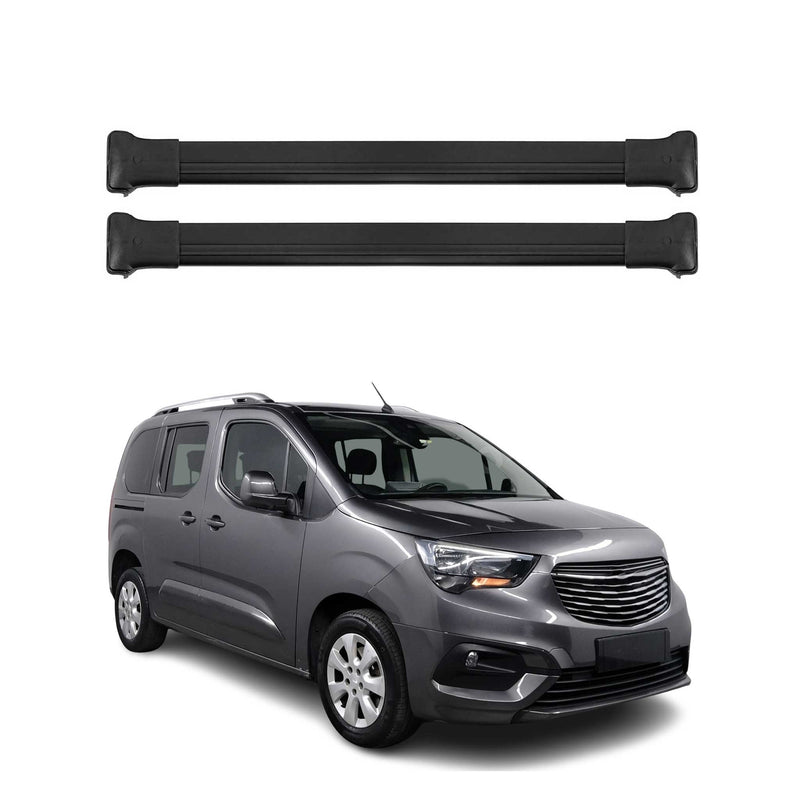 Barres de toit transversales pour Opel E Combo 2018-2025 Aluminium Noir