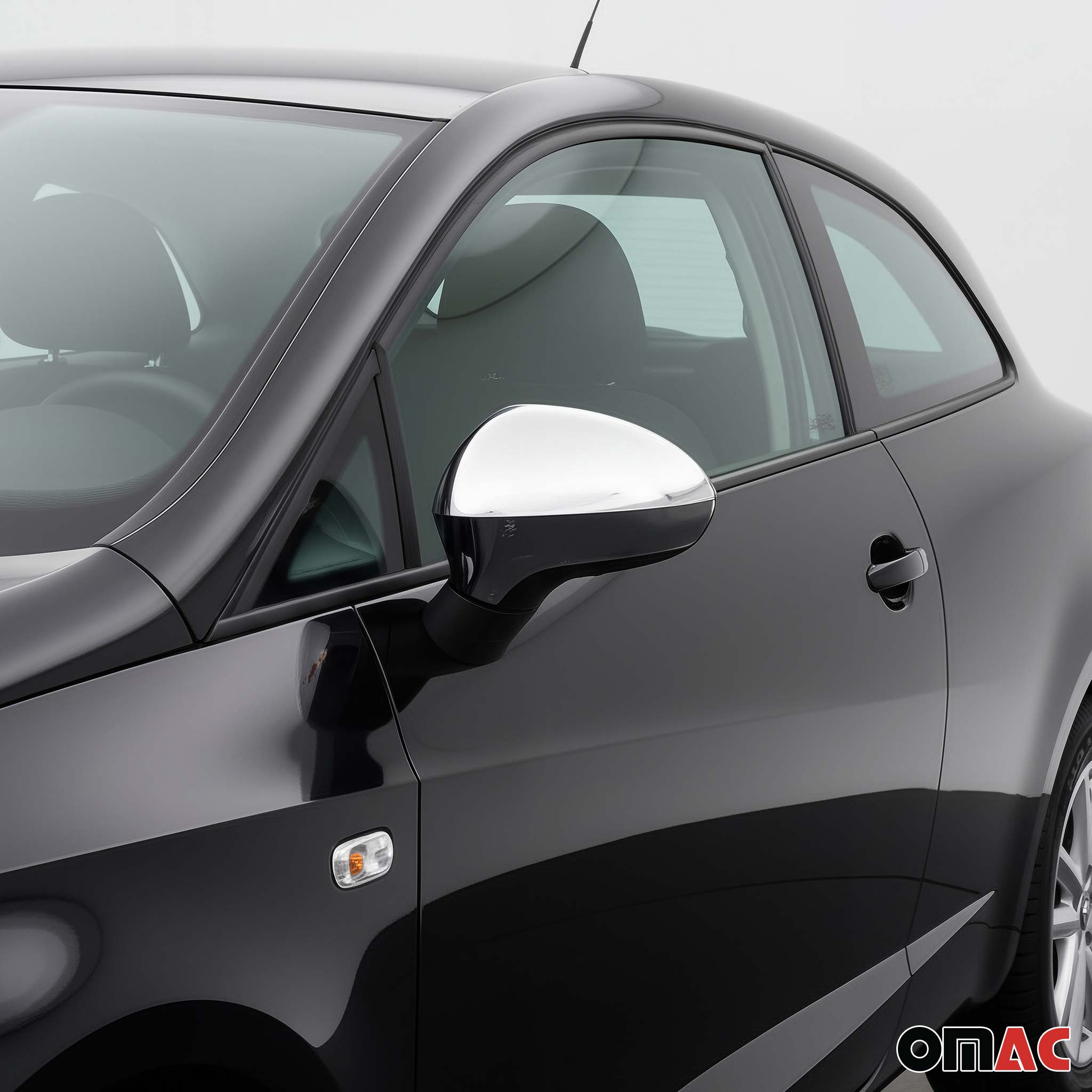 Coques de Rétroviseurs pour Seat Leon II 2005-2012 en Acier Chromé Argent