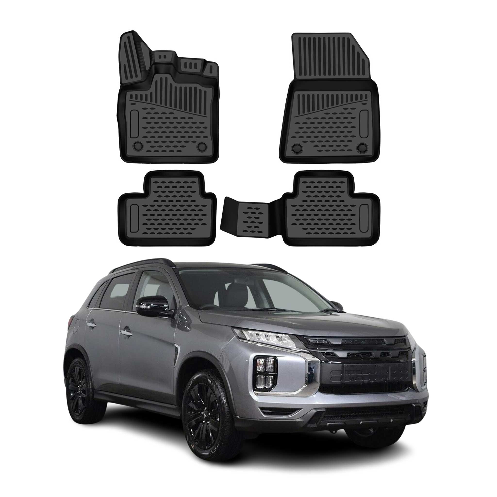 OMAC Tapis de sol pour Mitsubishi ASX mk2 2023-2026 en caoutchouc Noir TPE 4Pcs