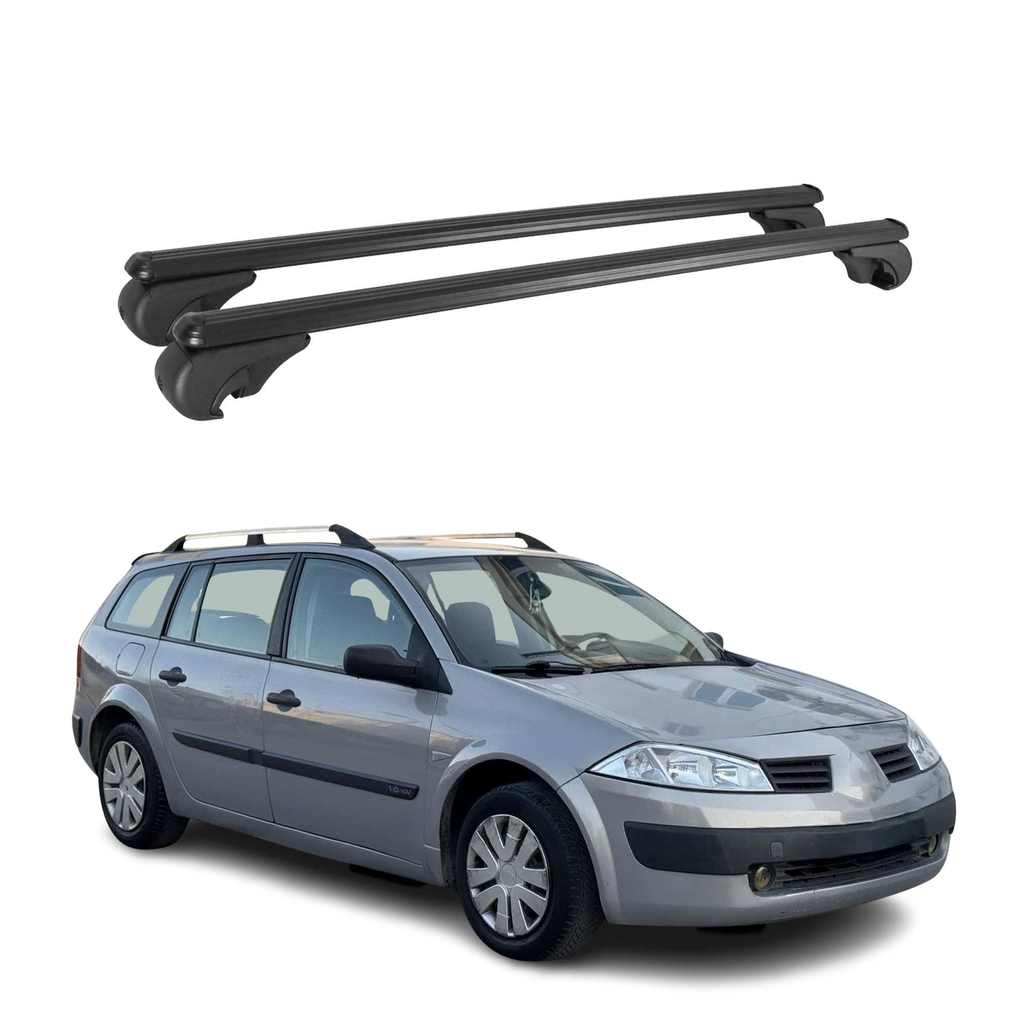Barres de toit Transversales pour Renault Megane 2003-2009 Aluminium Noir