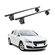 Barres de toit transversales acier pour Peugeot 508 I Berline 2011-2018 Noir 2x