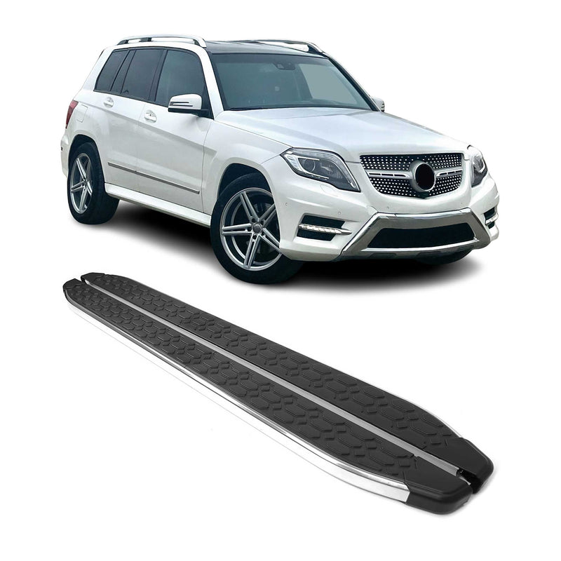 Marchepieds Latéraux pour Mercedes GLK X204 2008-2015 inox Brillant Argent Noir