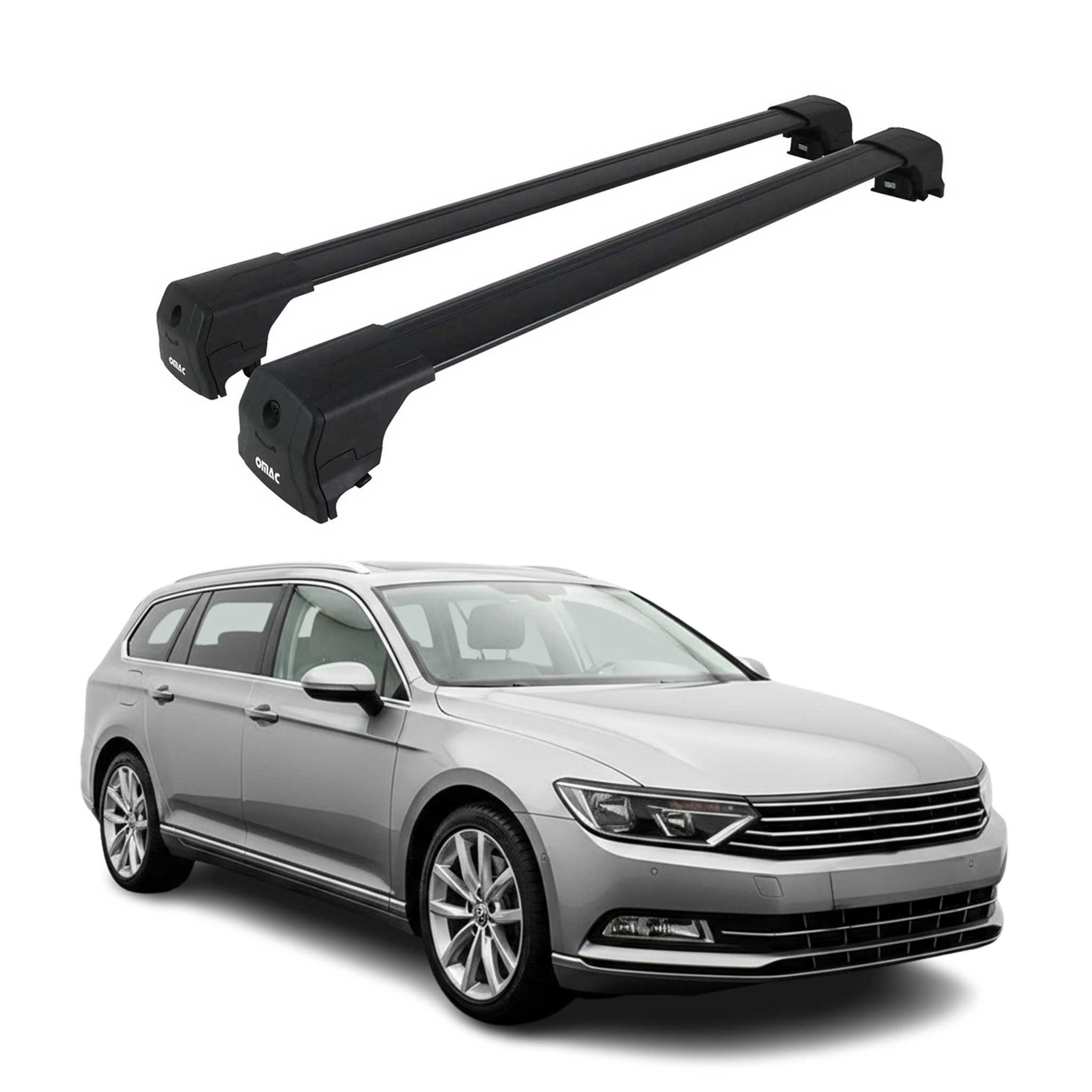 Barres De Toit Transversales pour VW Passat B8 Break 2014-23 Aluminium Noir ABE