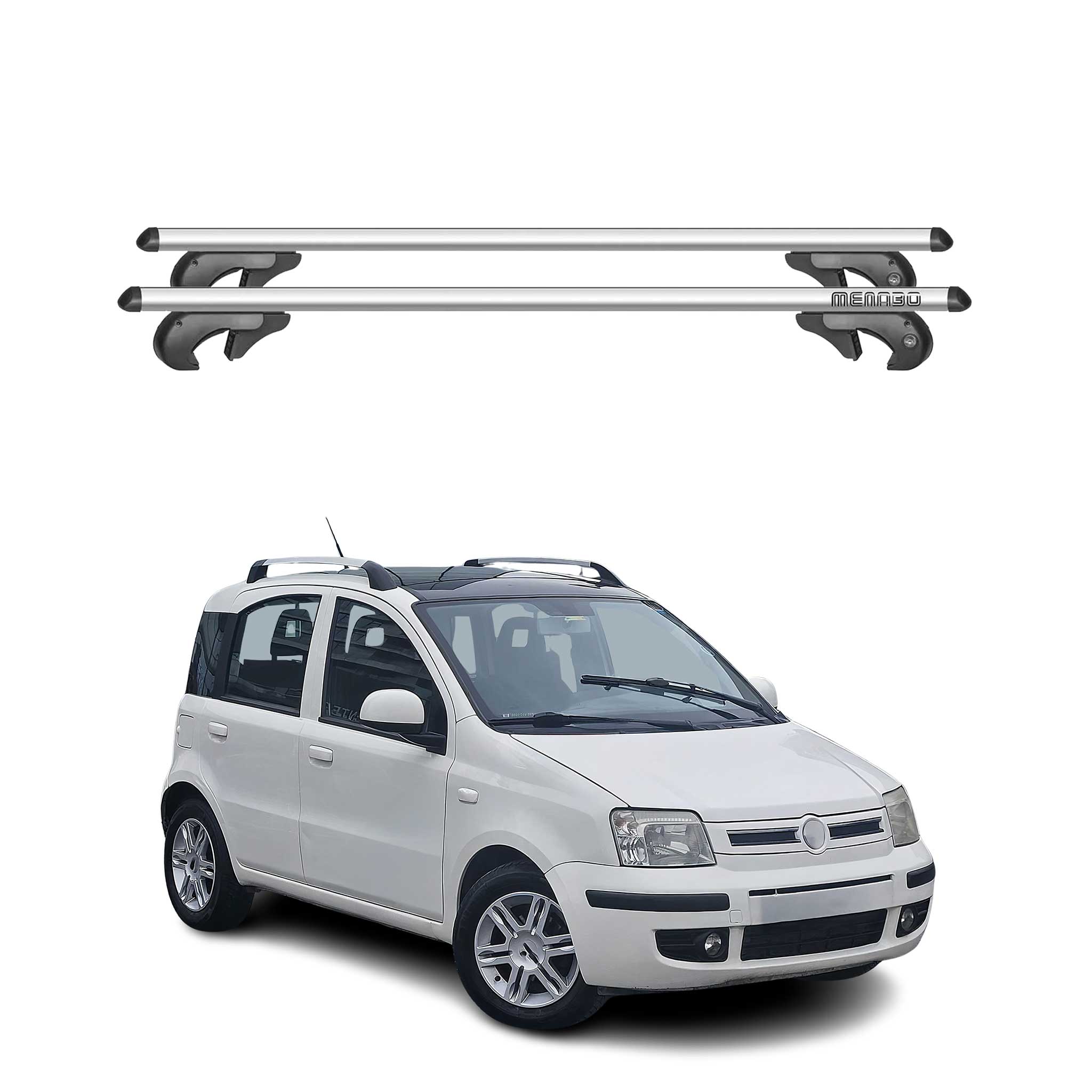 Barres de toit pour Fiat Panda 319 Trussardi 2020-2025 90kg Alu Gris 2x