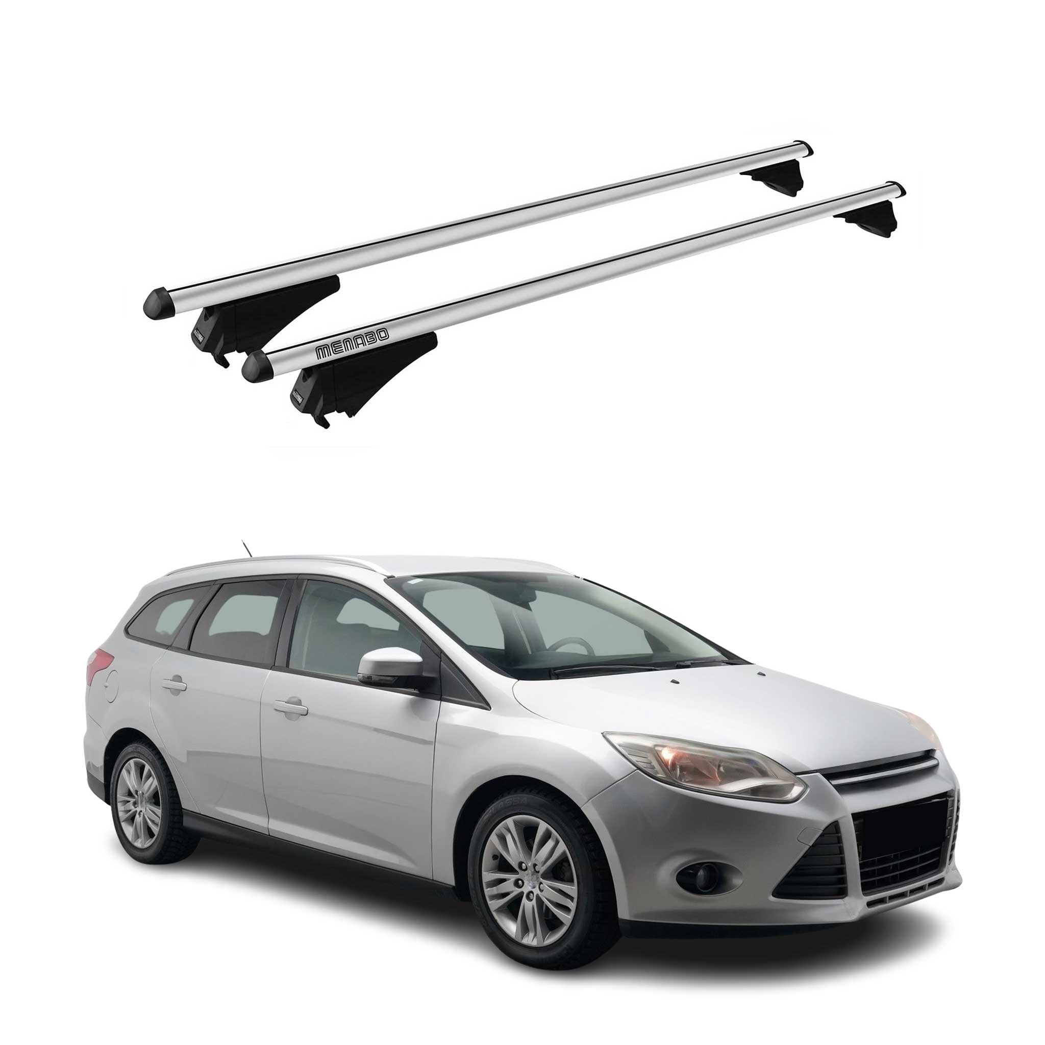 Tiger Barres de toit transversales pour Ford Focus Break 2011-2018 Alu Gris 2x