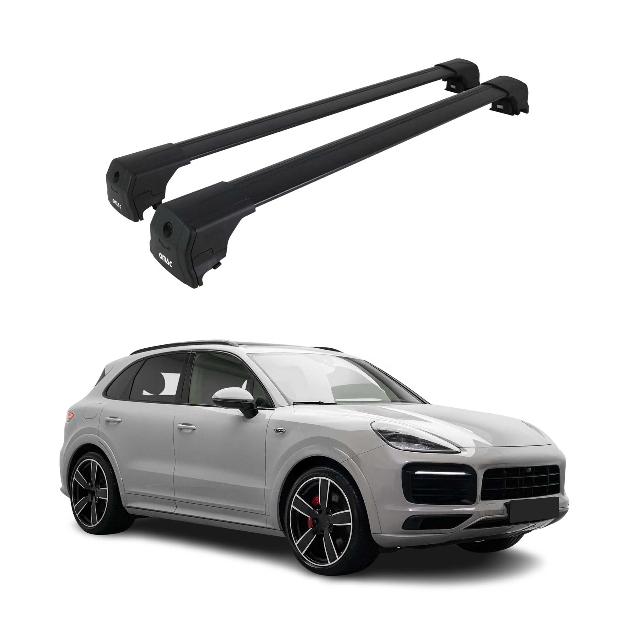 Barres De Toit Transversales pour Porsche Cayenne III 2019-2026 Alu Noir ABE