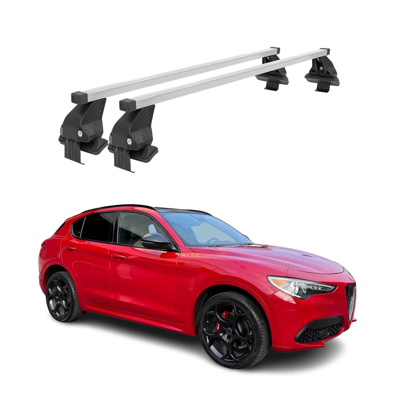 Barres de toit transversales Menabo pour Alfa Romeo Stelvio 2017-2025 Acier Gris