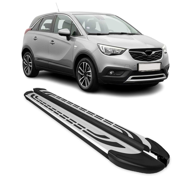 Marchepieds Latéraux pour Opel Crossland X 2017-2024 Aluminium Gris Noir 2Pcs