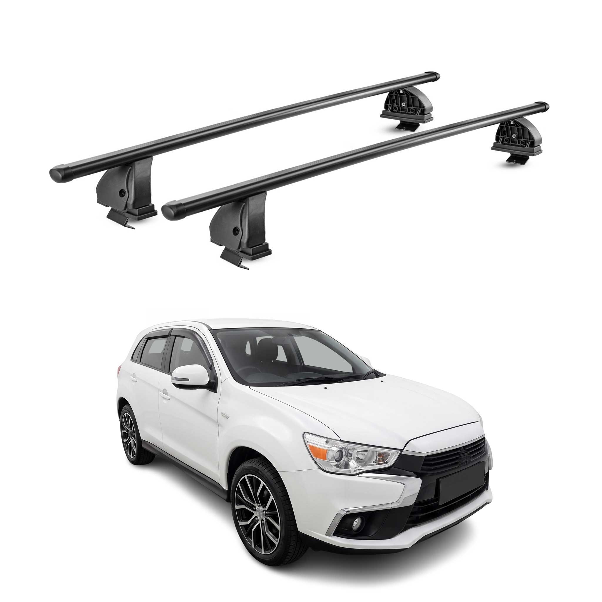 Barres de toit transversales acier pour Mitsubishi ASX I 2010-2022 Noir 2Pcs