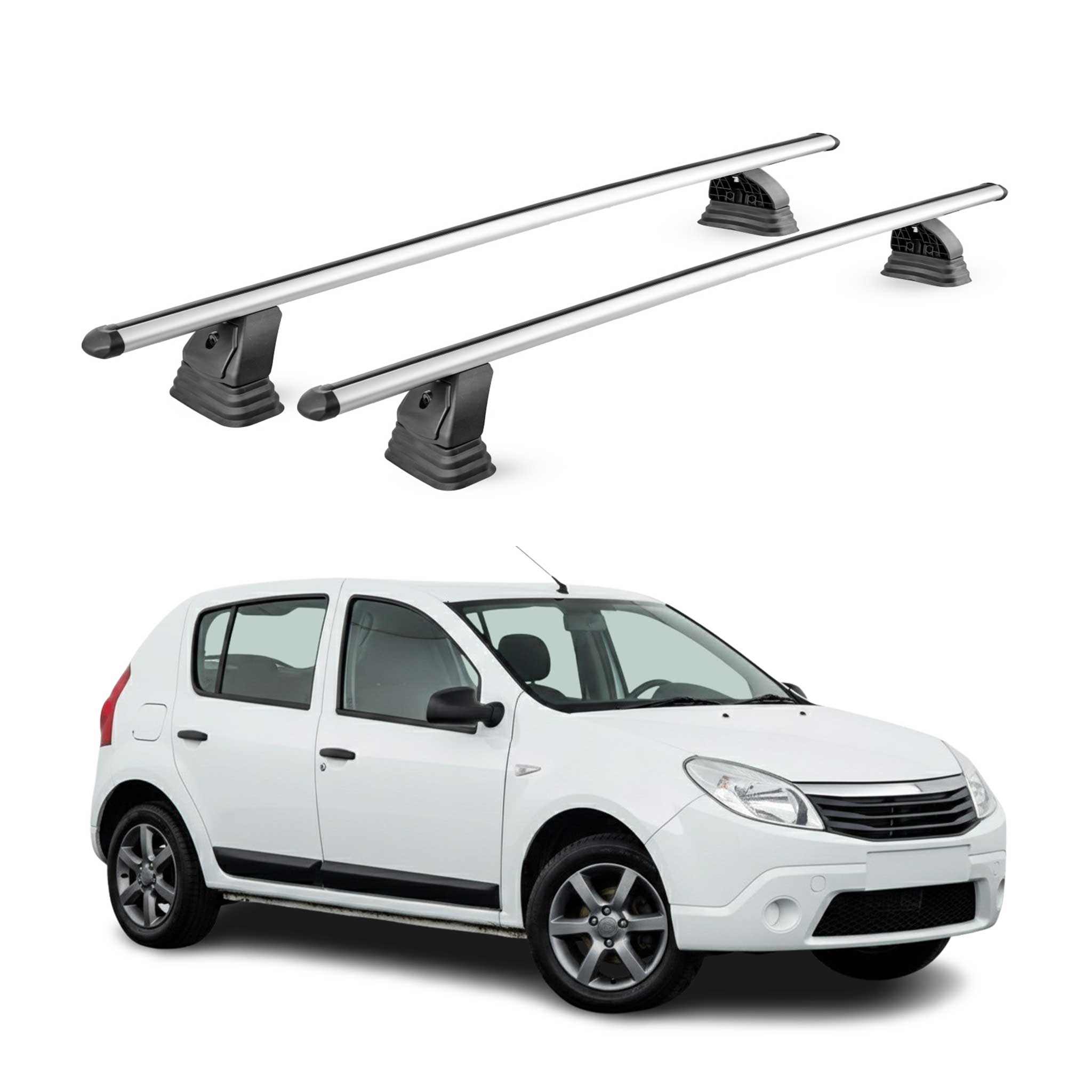 Barres de toit transversales Alu pour Dacia Sandero I 2008-2012 TÜV Gris 2Pcs