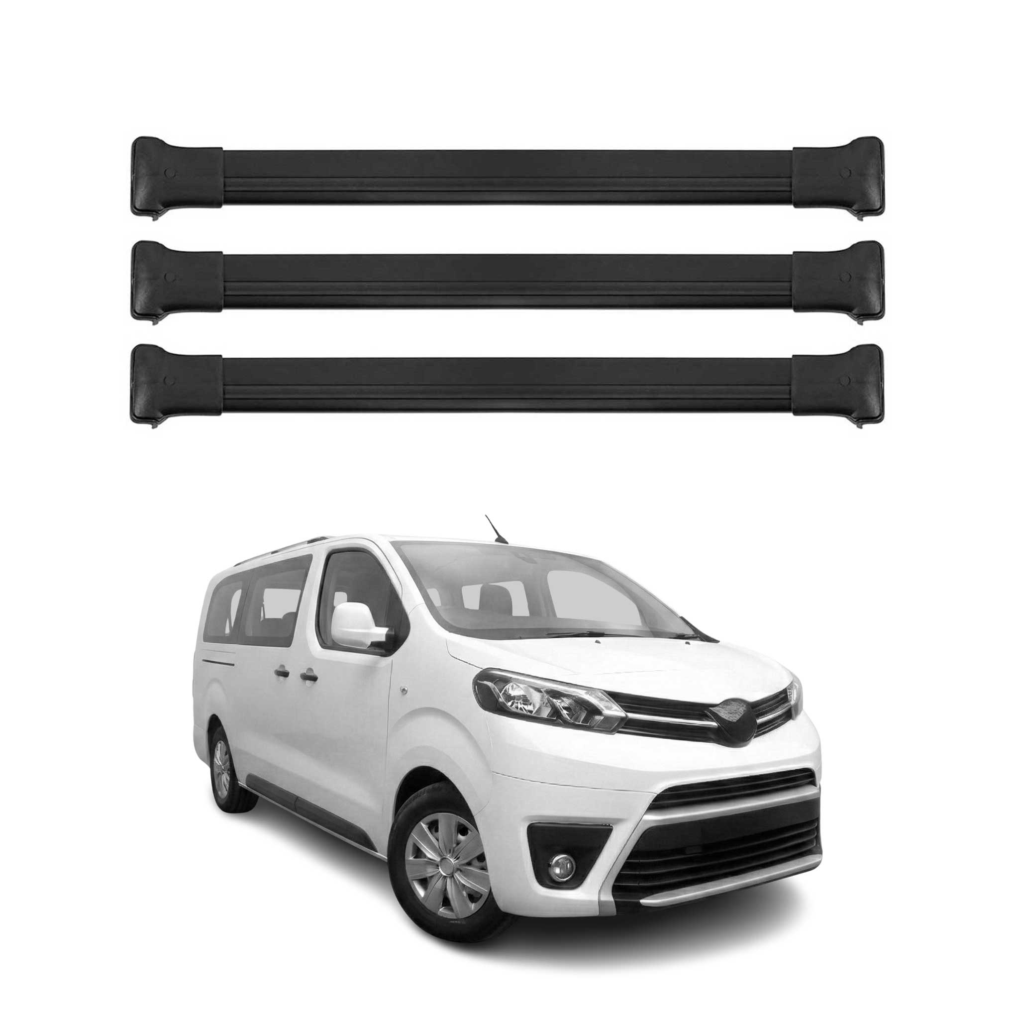 Barres de toit transversales pour Toyota Proace 2016-2026 Aluminium Noir 3 pcs