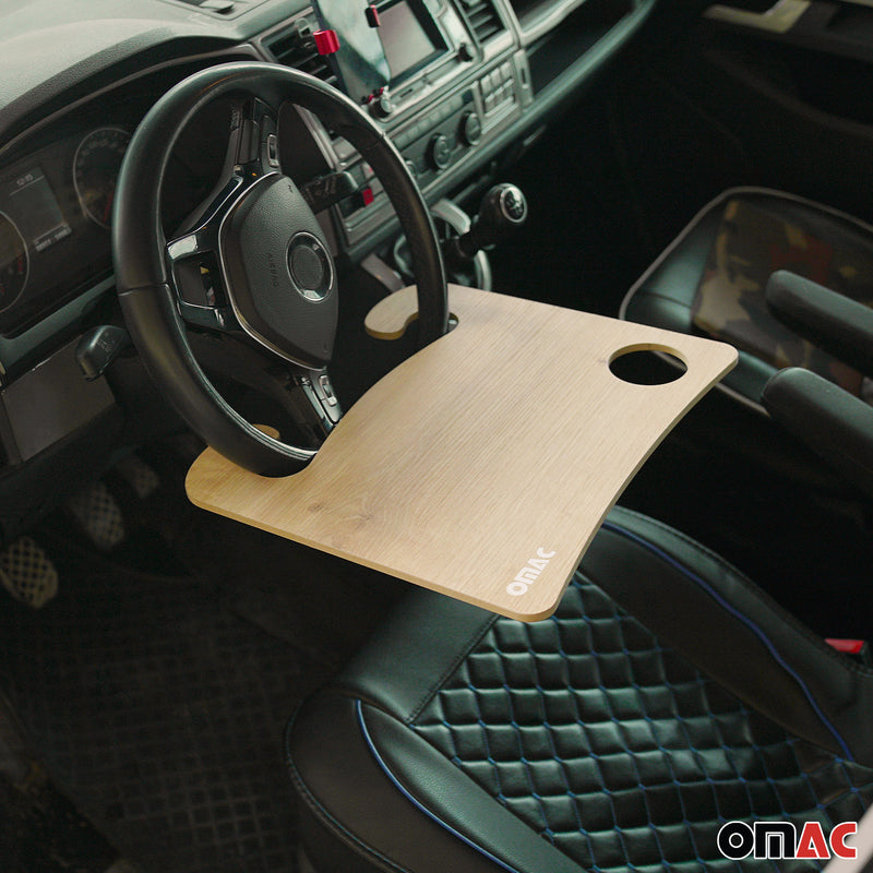 Table de volant de voiture en bois avec plateau de travail pratique en hêtre