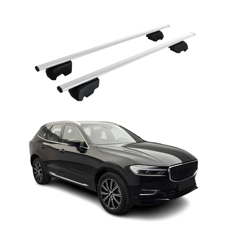 Barres de toit Transversales pour Volvo XC60 2017-2021 Fer Argent ABE