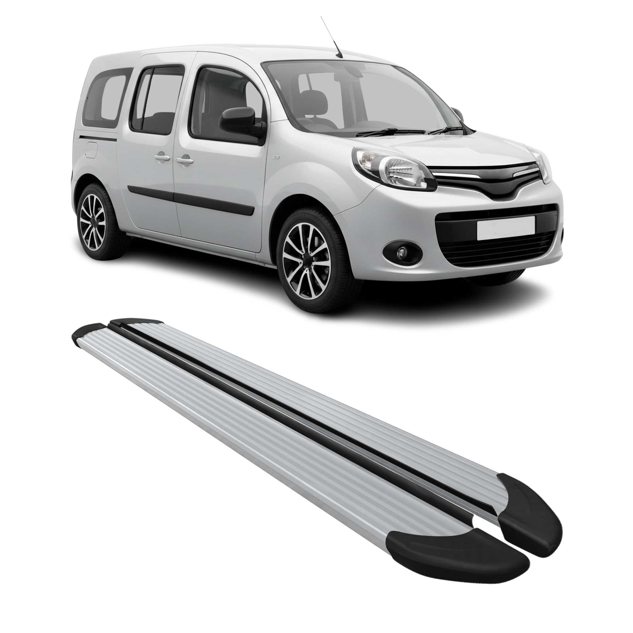 Marchepieds Latéraux pour Renault Kangoo 2008-2021 Aluminium Argent 2Pcs