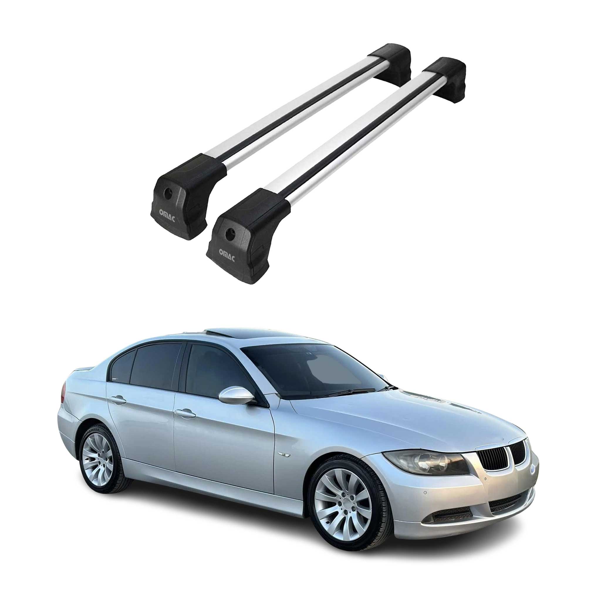 Barres de toit transversales pour BMW Série 3 F30 Berline 2012-19 Aluminium Gris