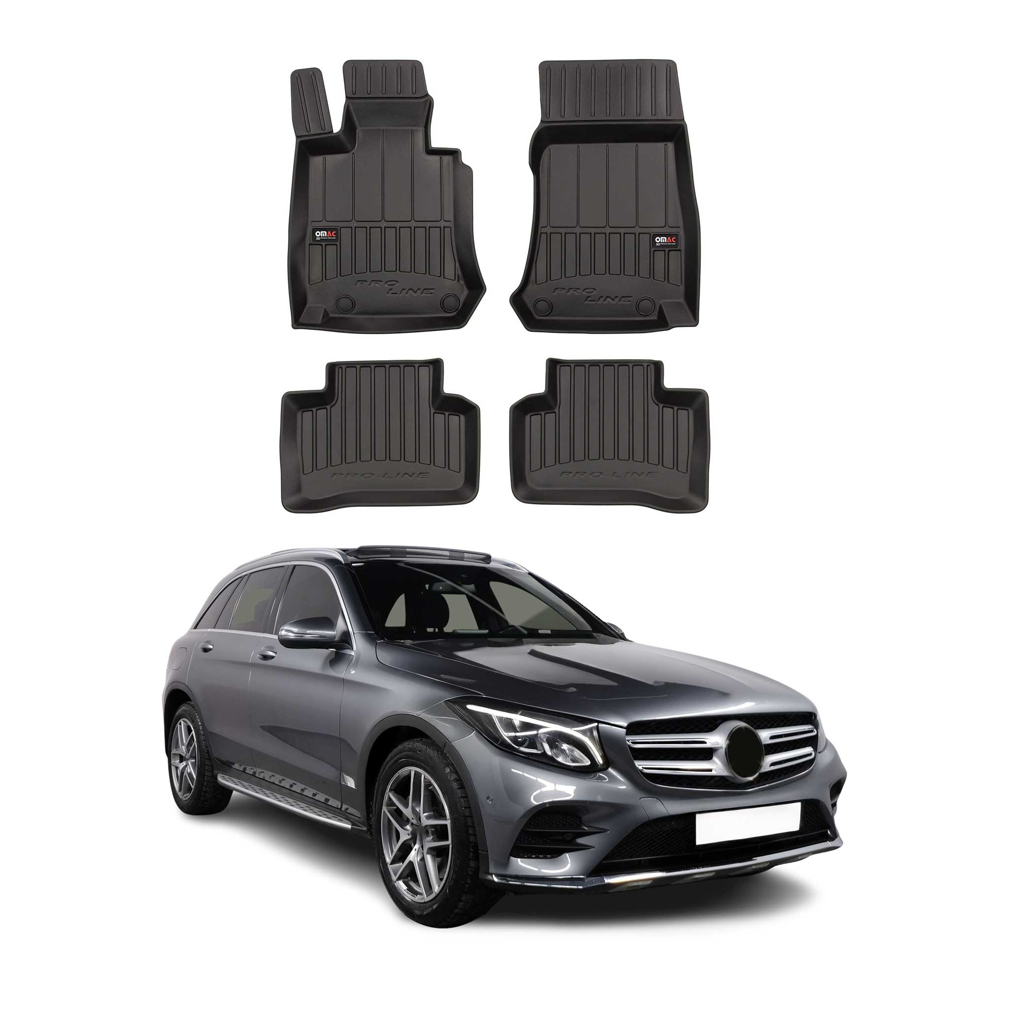 OMAC Tapis de sol en caoutchouc pour Mercedes GLC 2015-2022 Noir Premium