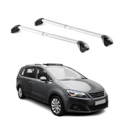 Barres de toit pour Seat Alhambra 7N 1996-2020 5P Gris Argenté 2 pièces ABE