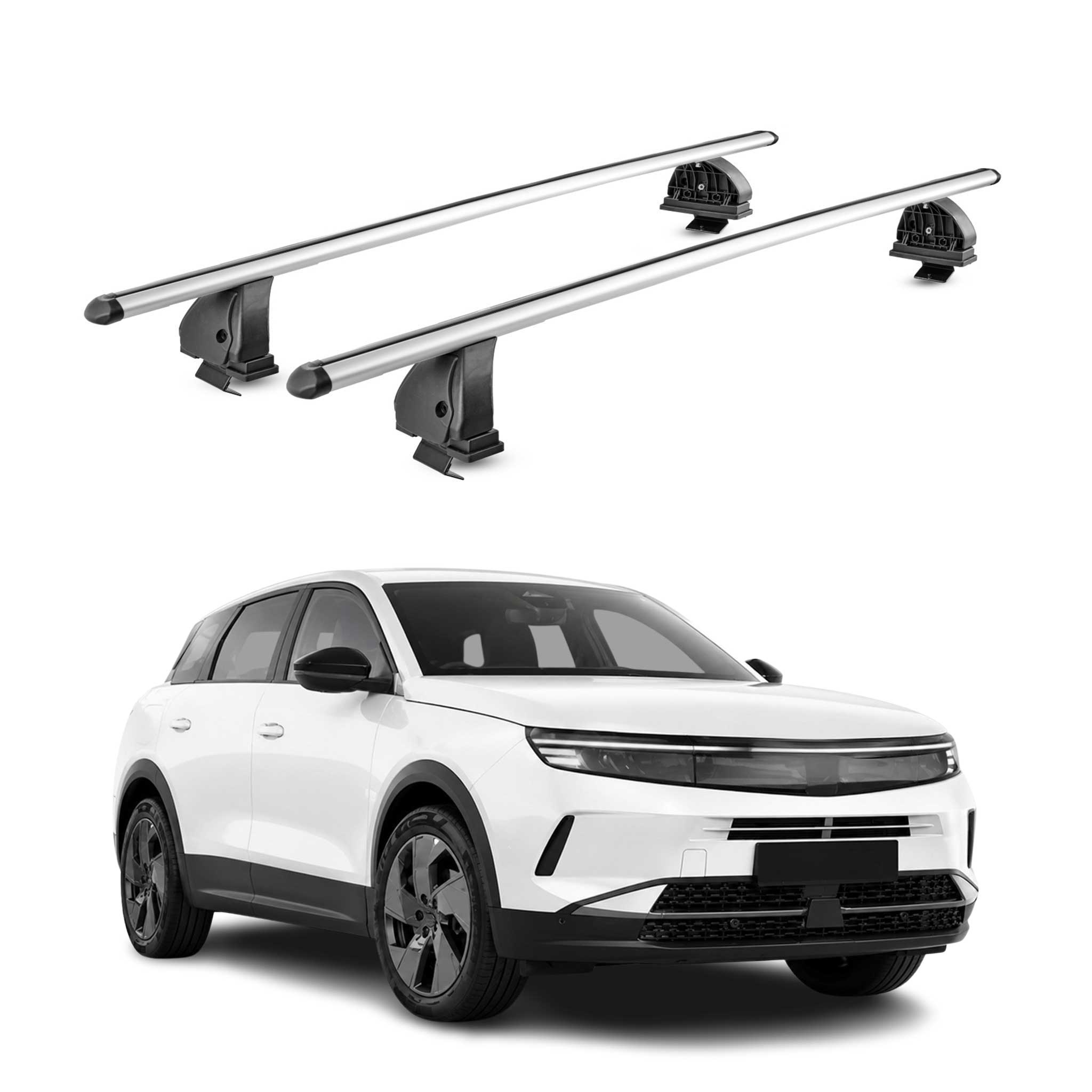 Barres de toit transversales Alu pour Opel Grandland II 2025-2026 TÜV Gris 2x