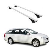 Barres de toit Transversales pour Nissan Primera WP12 2002-2008 Fer Argent