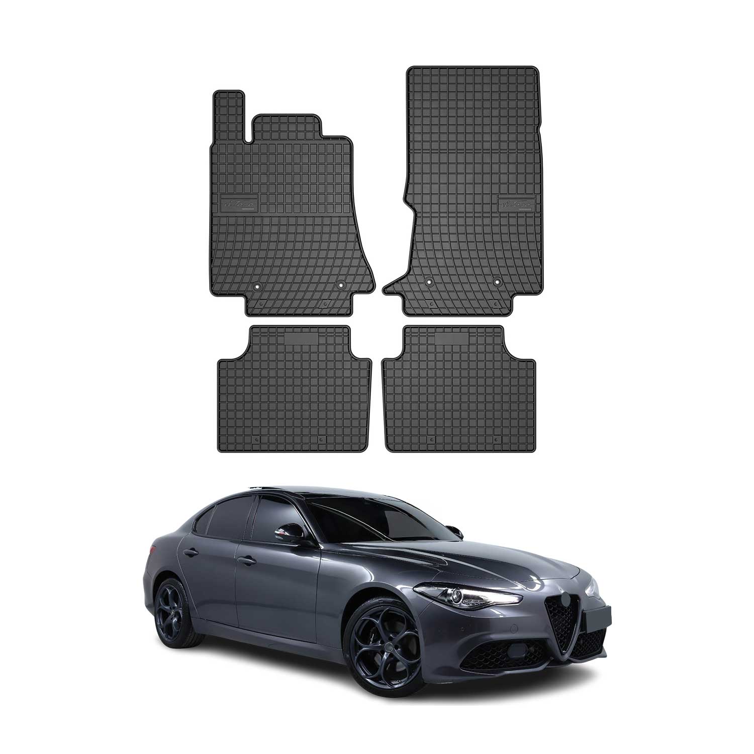 OMAC Tapis de sol pour Alfa Romeo Giulia 2015-2026 Noir en caoutchouc