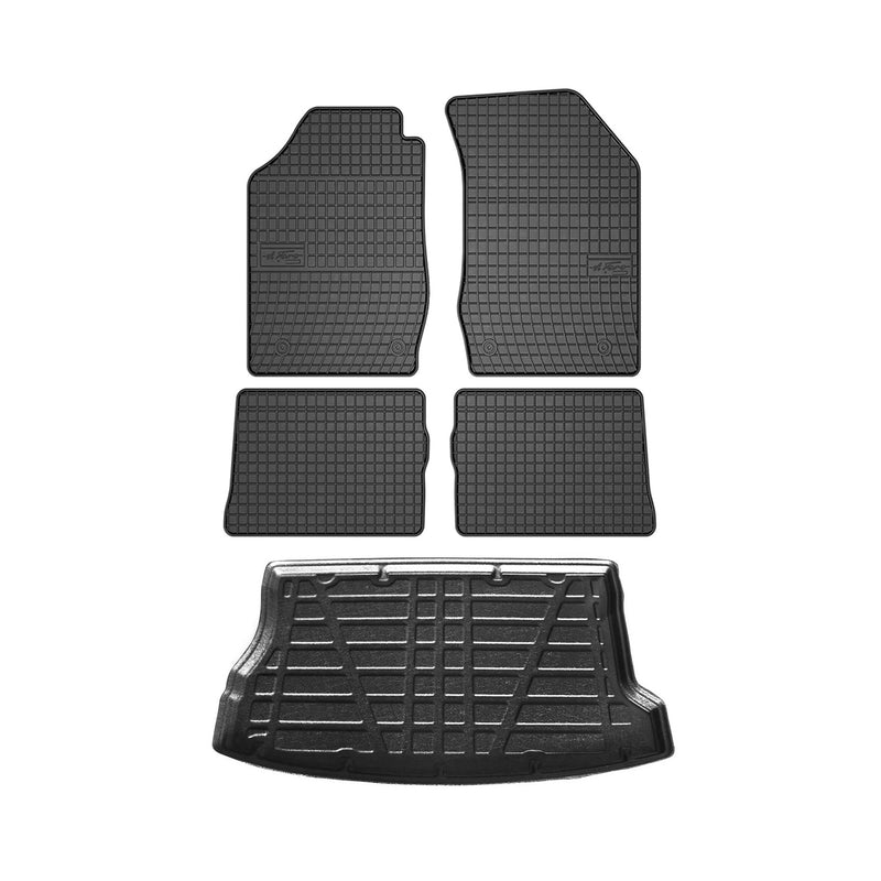 Kit Tapis de sol et coffre pour Renault Clio II 1999-2006 HB TPE Noir