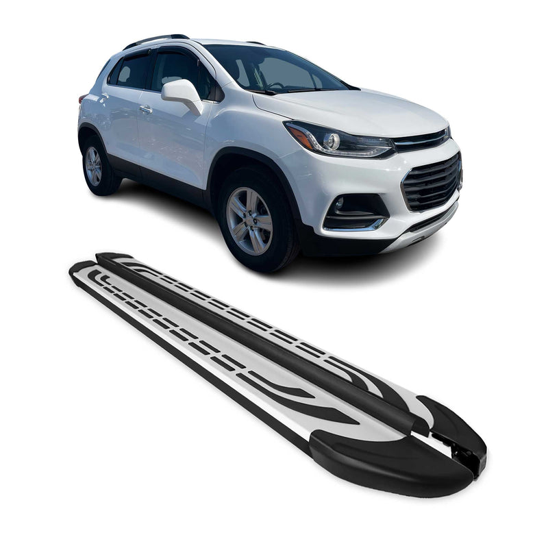 Marchepieds Latéraux pour Chevrolet Trax 2012-2024 Aluminium Gris Noir 2x