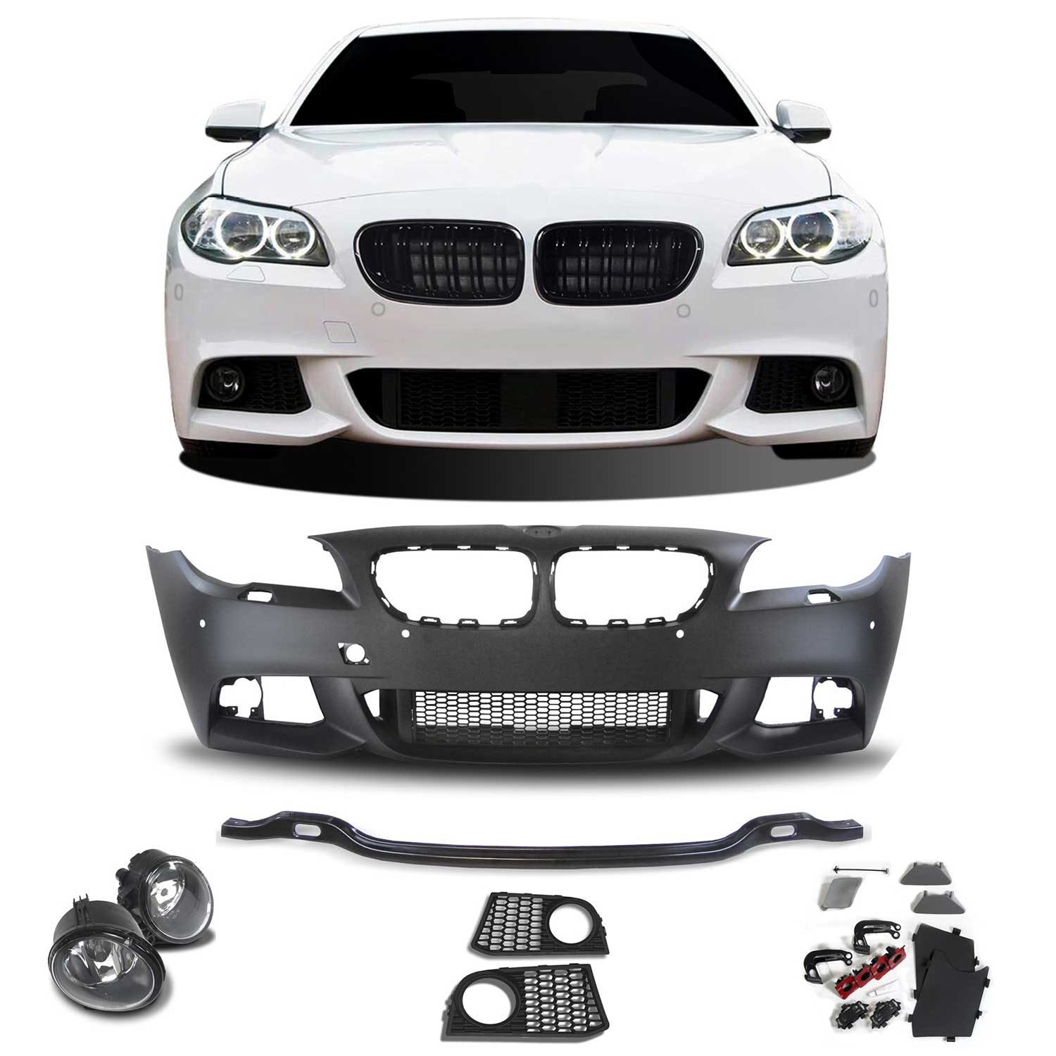 JOM Pare-chocs avant pour BMW Series 5 F10 Berline F11 Break 2010-2017 Noir 1x