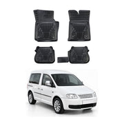 Tapis de sol pour Volkswagen Caddy 2004-2020 Noir 3D en Caoutchouc TPE 4Pcs