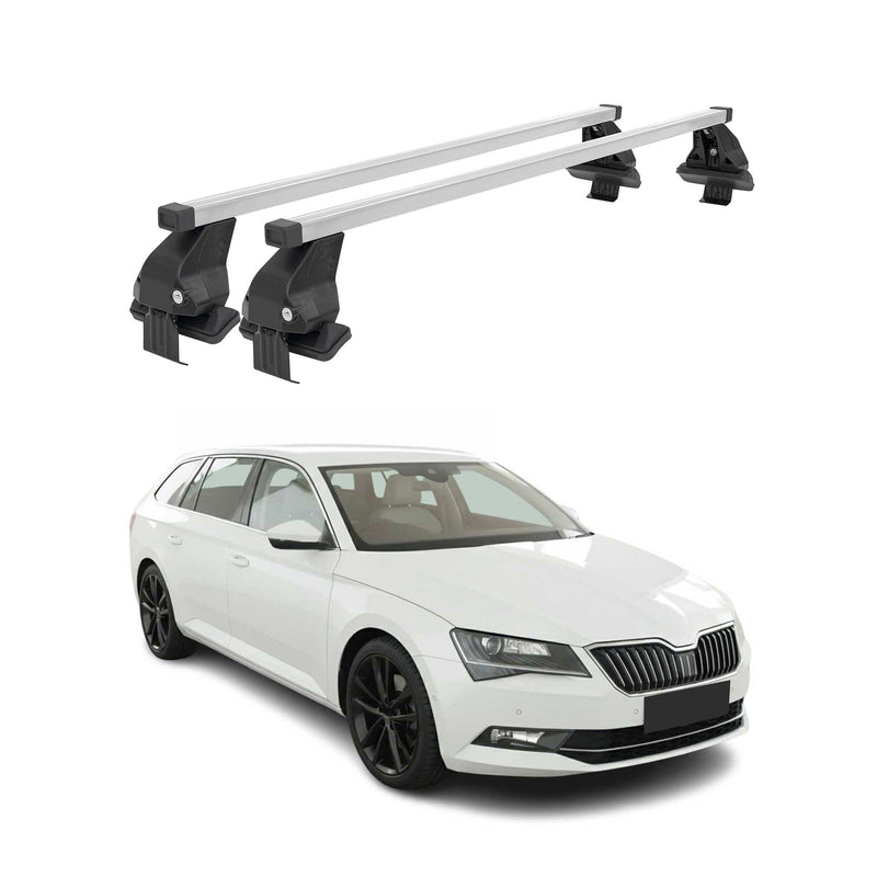 Barres de toit transversales pour Skoda Superb Wagon 2015-2019 Acier Gris