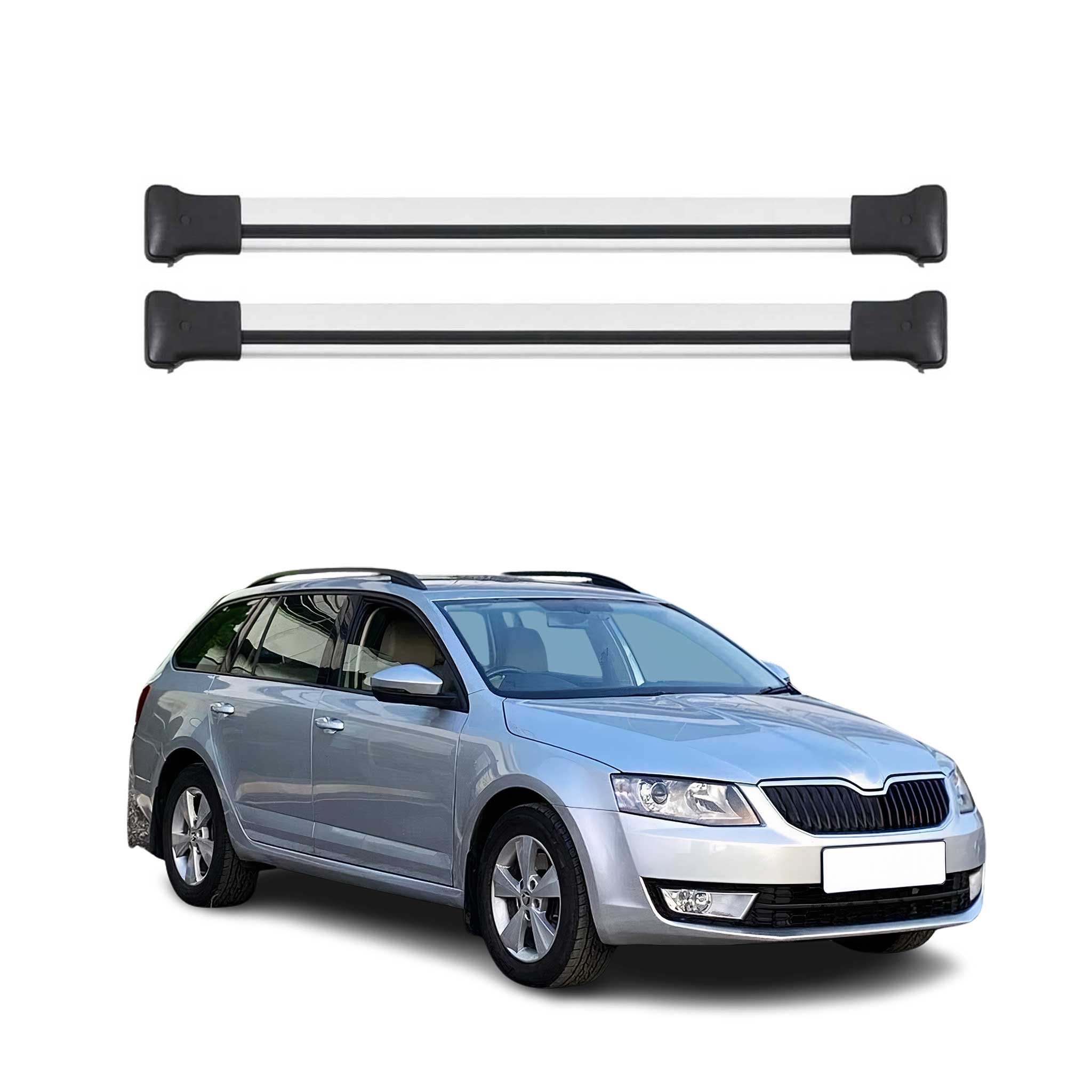 OMAC Barres de toit en aluminium pour Skoda Octavia III Scout 2013-2019 Alu Gris