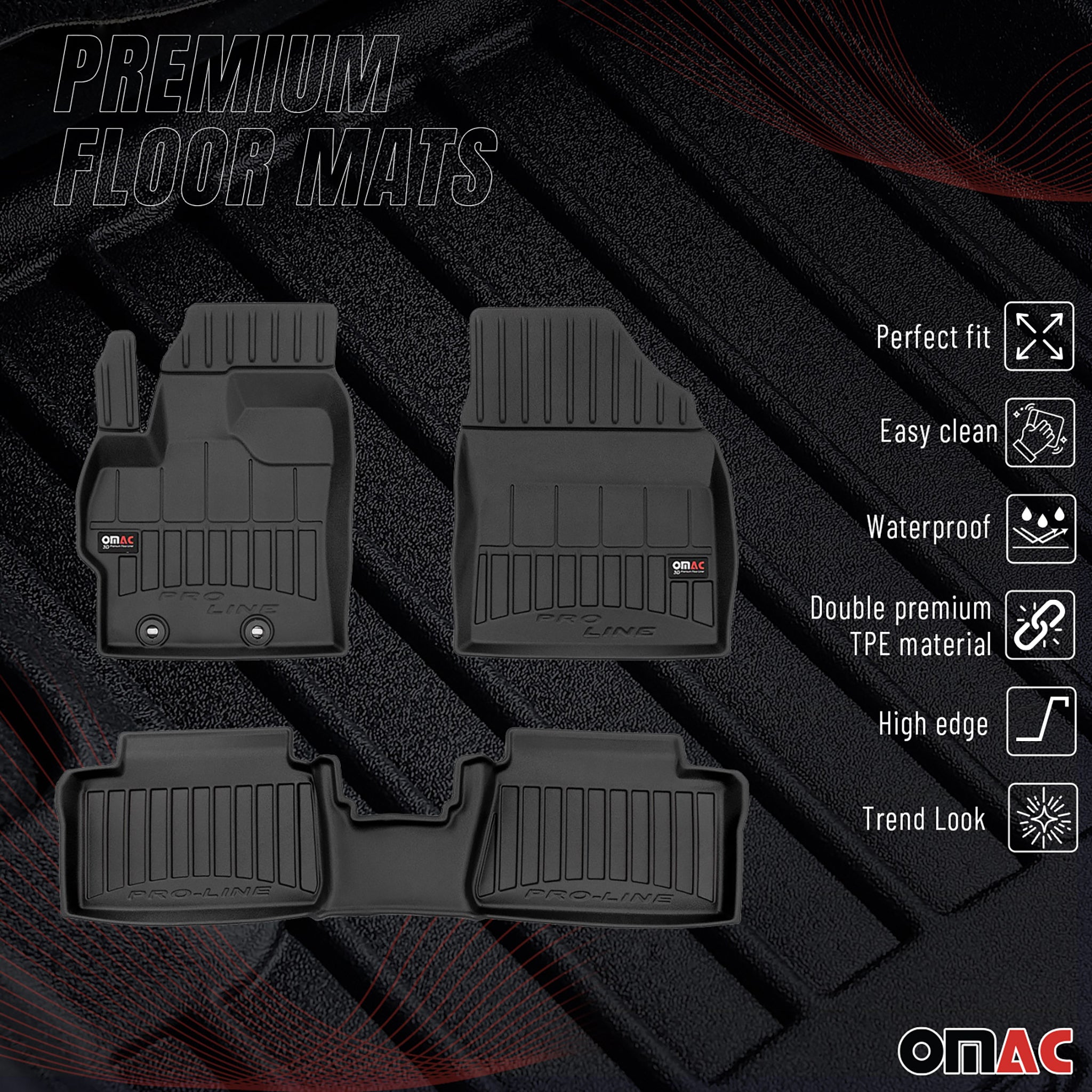 Tapis de Sol pour Toyota Yaris Hybrid 2020-2026 TPE Noir