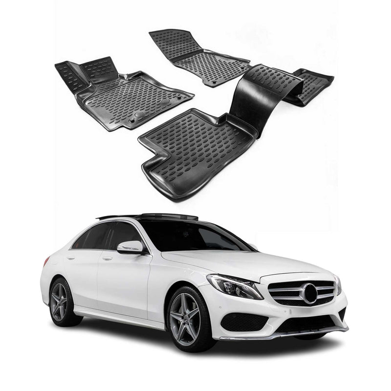 Tapis de sol pour Mercedes Classe C W205 SD Kombi 2015-2025 caoutchouc 3D Noir