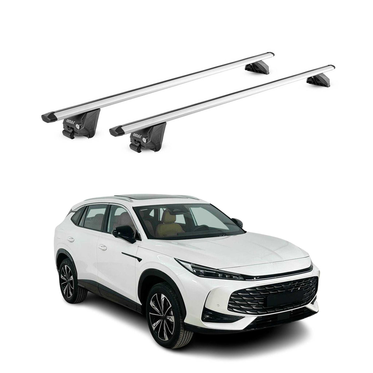 Barres de toit transversales pour MG HS II / EHS II 2024-2026 Aluminium Gris ABE