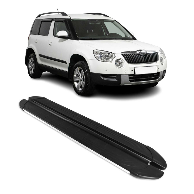 Marchepieds Latéraux pédale pour Skoda Yeti 2009-2017 Aluminium Gris Noir 2Pcs